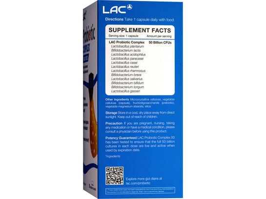 LAC Probiotic Complex 50 Billion CFU - Higher Support (30 vegetarian capsules)