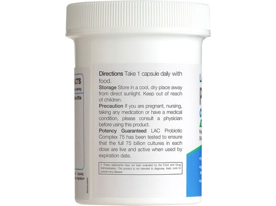 LAC Probiotic Complex 75 Billion CFU - Extra Support (30 vegicaps)