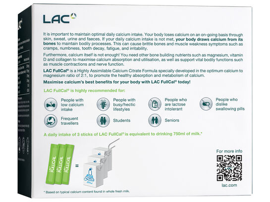 LAC FullCal® Apple - Highly Assimilable Calcium Citrate Formula (3g x 60sticks)