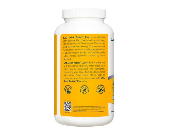 LAC Joints Joint Protec® Xtra - Glucosamine Chondroitin + MSM + HA (120 caplets)