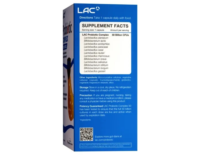 LAC Probiotic Complex 50 Billion CFU - Higher Support (30 vegetarian capsules)