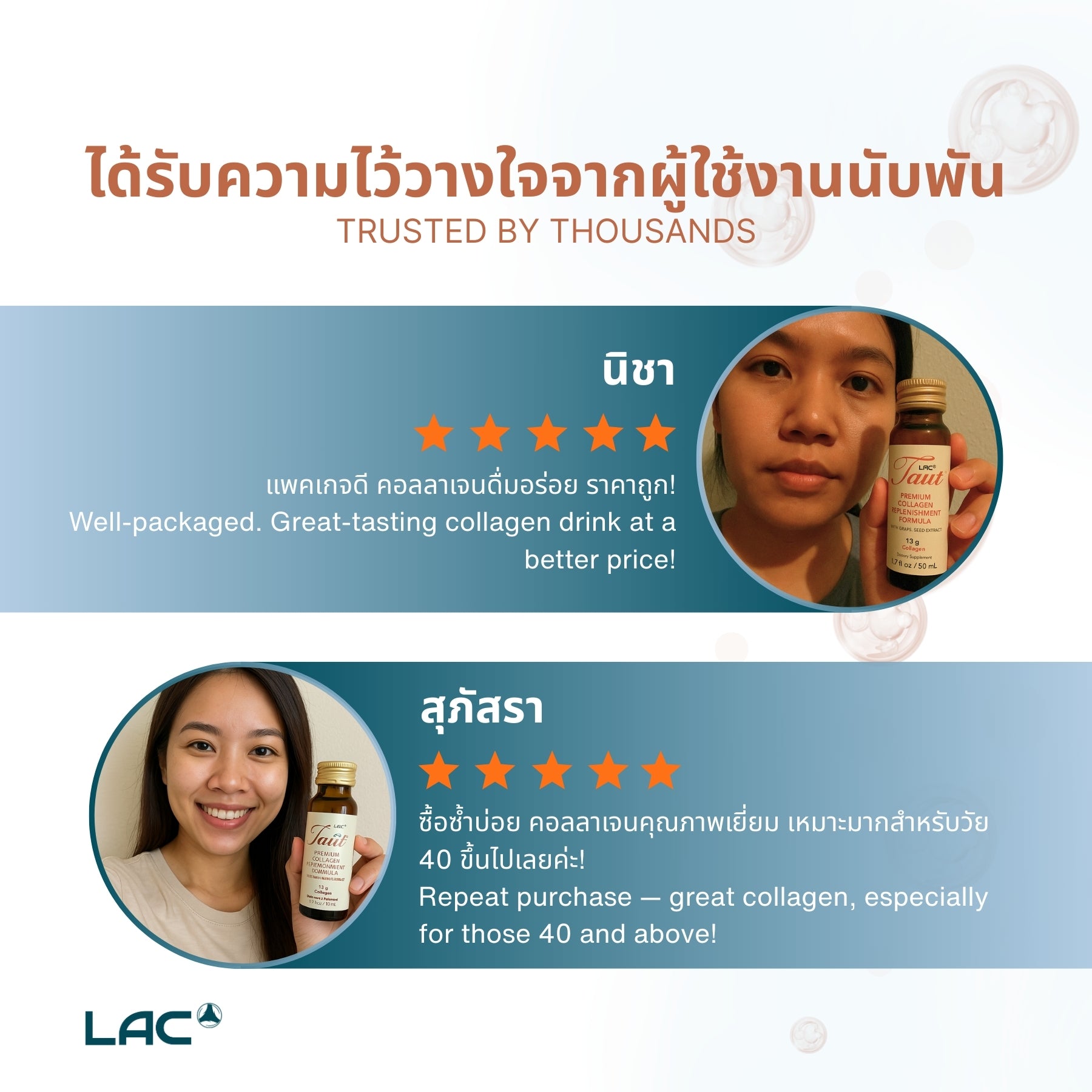 LAC Taut® Rejuvenate+ Premium Collagen 13,000mg plus Placenta & AG Complex (50ml x 8 bottles)